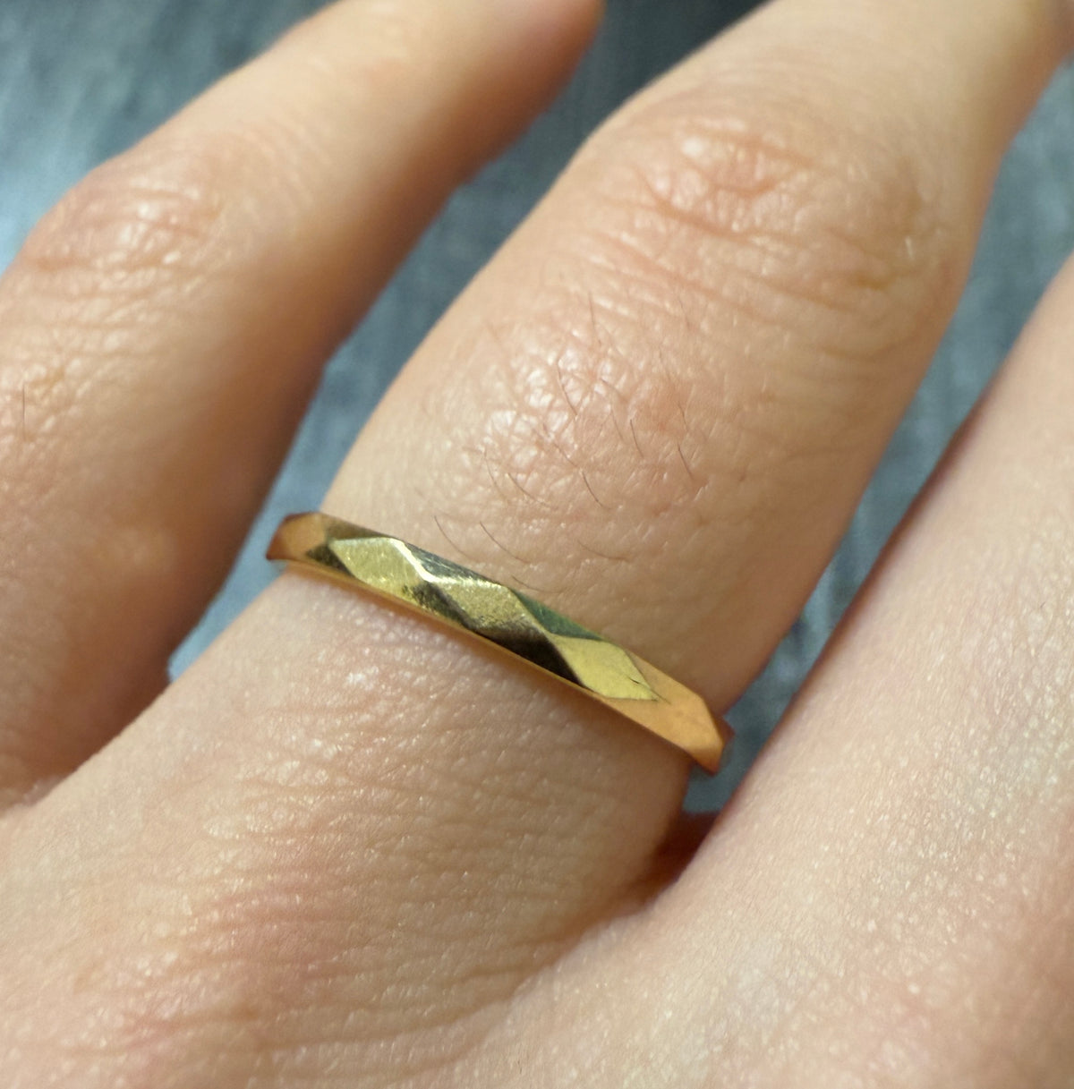 Faceted 14K Gold Band, Stacking Ring