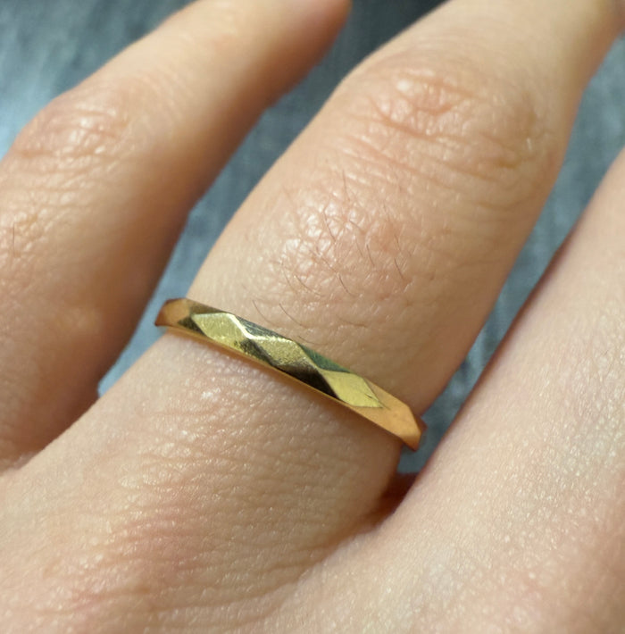 Faceted 14K Gold Band, Stacking Ring