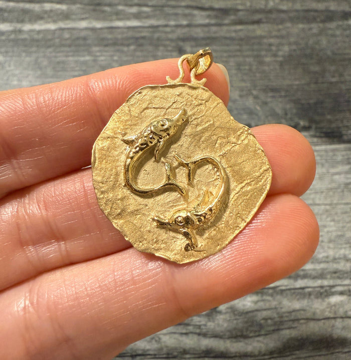 Vintage 14K Gold Pisces Zodiac Charm (S)