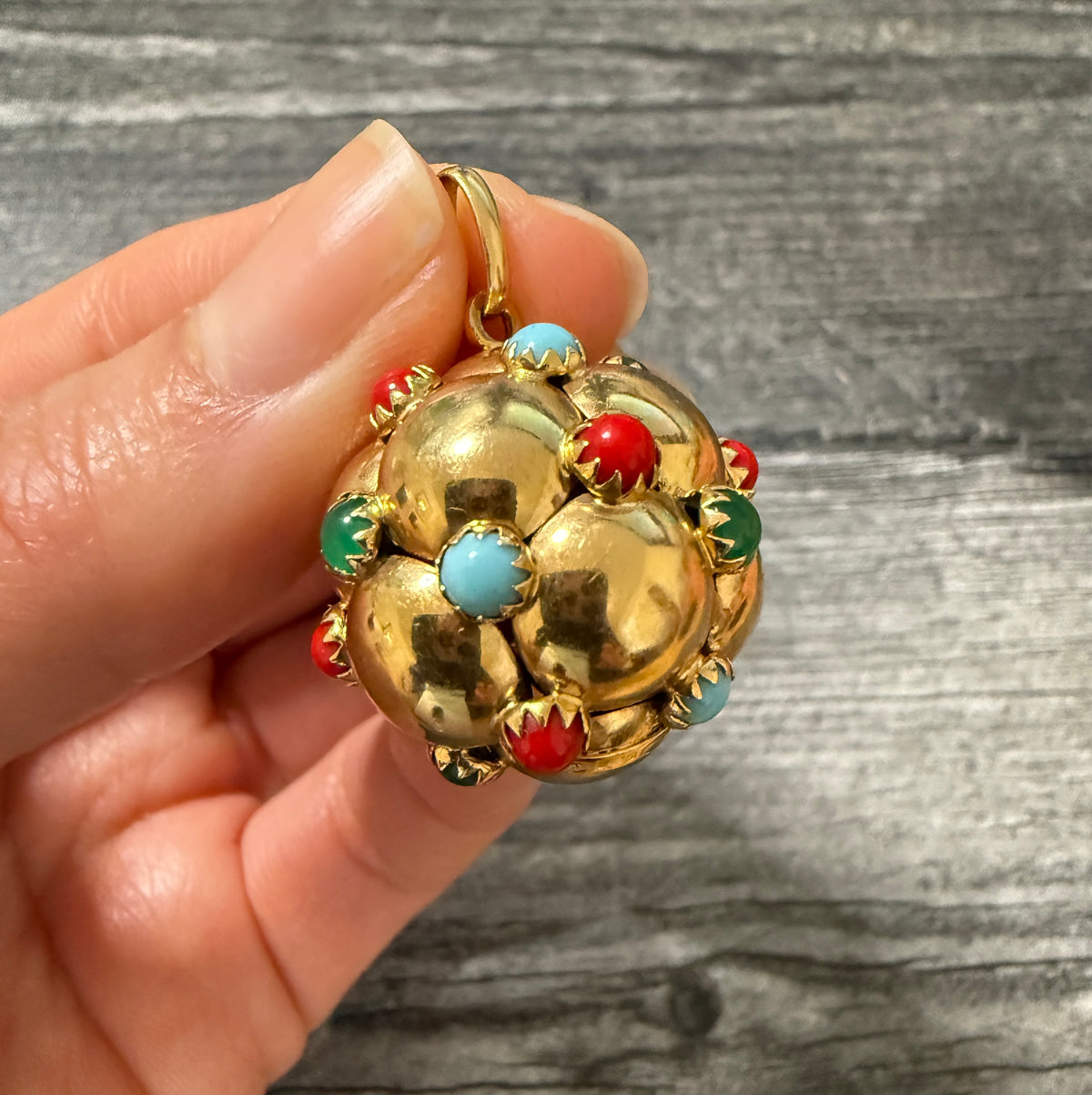 Vintage 18K Gold Multicolor Bubble Orb Charm