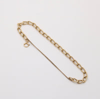 Vintage 14K Gold Oval Link Bracelet, 7” Long