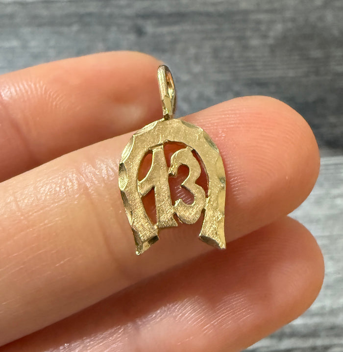 Vintage 14K Gold Lucky 13 Horseshoe Charm