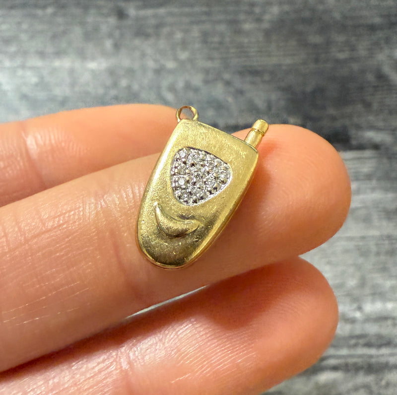 Vintage Diamond and 14K Gold Flip Phone Charm