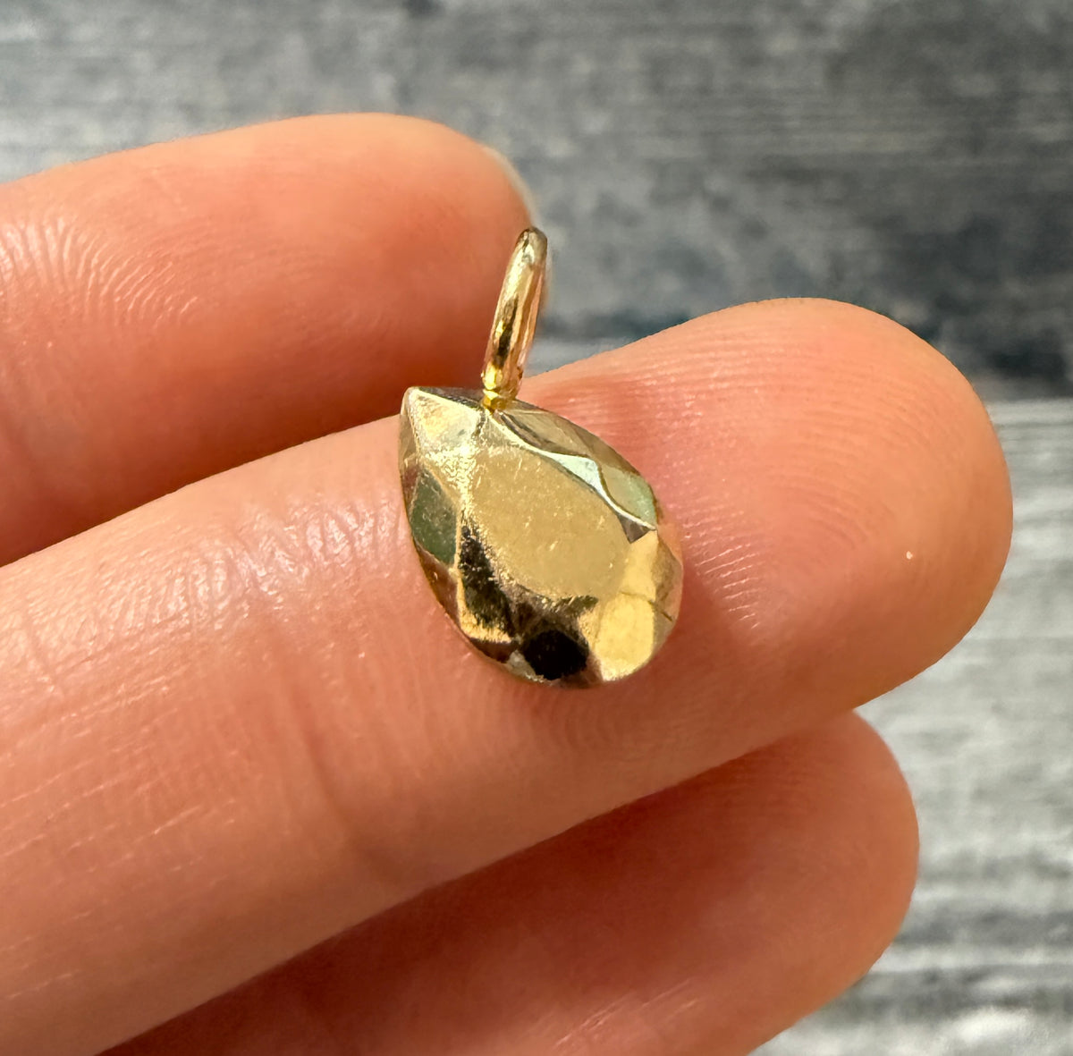 Vintage 14K Rosy Gold Faceted Teardrop Charm