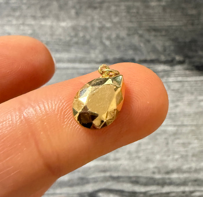 Vintage 14K Rosy Gold Faceted Teardrop Charm