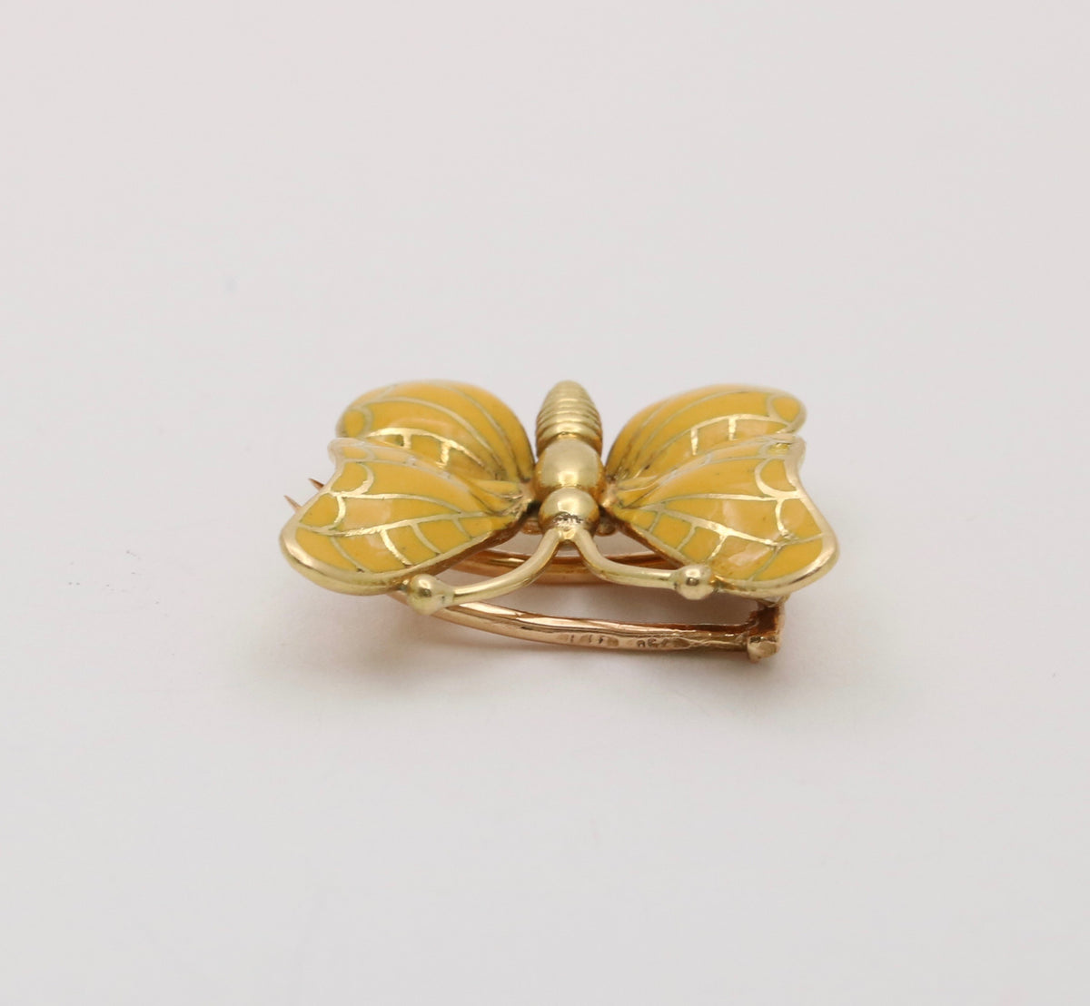 Vintage Enamel and 18K Gold Butterfly Pin, Clip