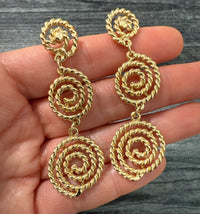 Vintage 14K Gold Swirl Dangle Earrings