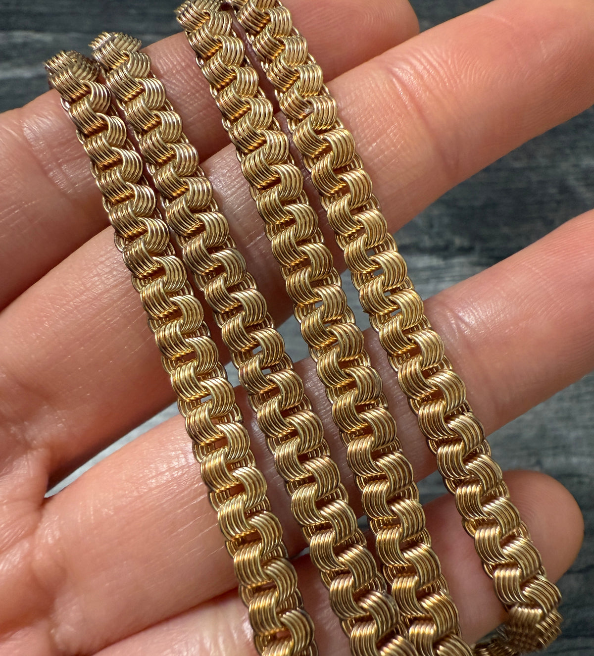 Vintage 14K Gold Russian Style Link Chain, 26" Long
