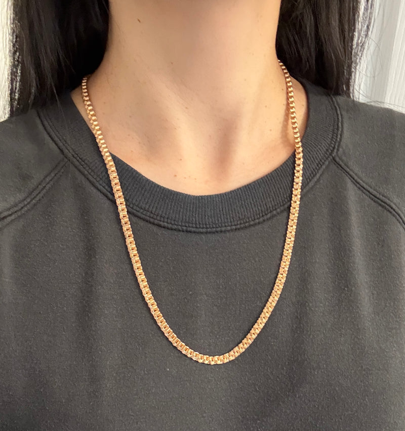 Vintage 14K Gold Russian Style Link Chain, 26" Long