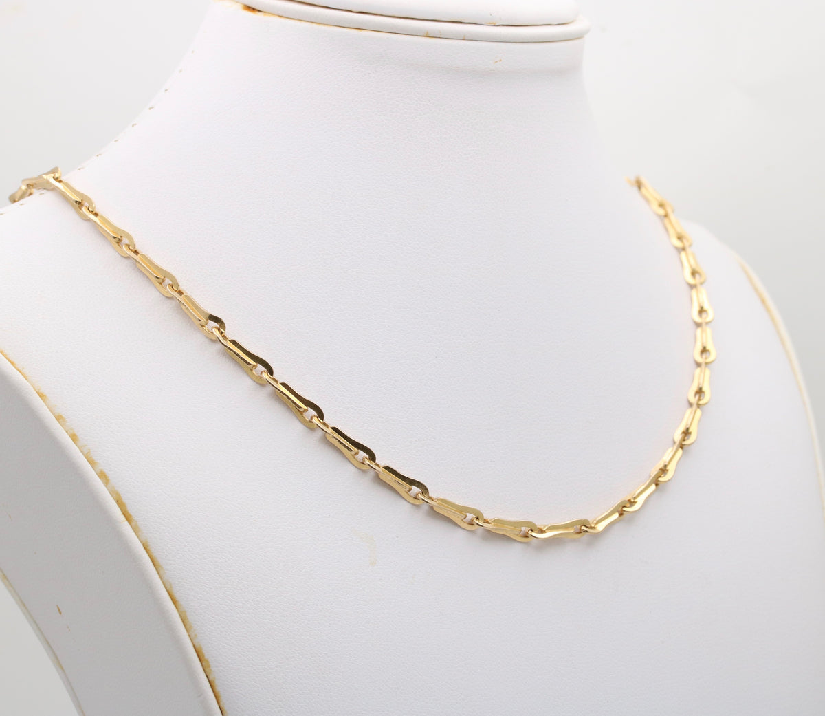 Vintage 14K Gold Avocado Style Link Chain, 24” Long