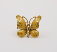 Vintage Enamel and 18K Gold Butterfly Pin, Clip