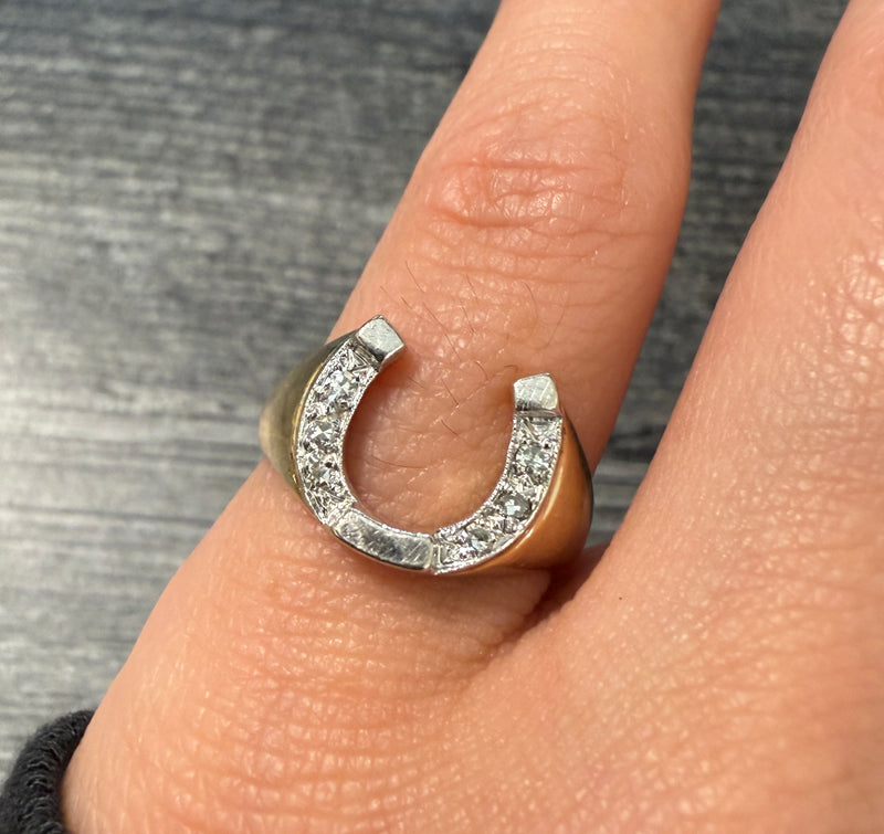 Diamond and 14K Gold Horseshoe Ring