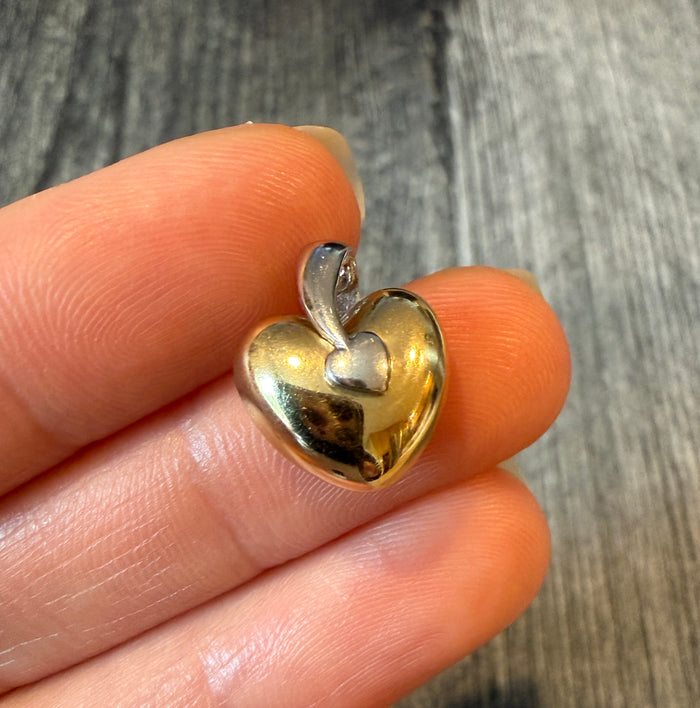 Two Tone 14K Gold Heart Charm (S)