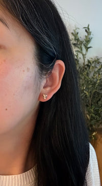 Panther Stud Earrings with Diamond and Emerald in 14K Gold