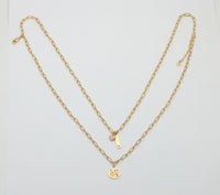 18K Gold Layered Paperclip Necklace with Love Charms