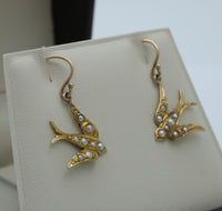 Victorian 18K Gold Swallow Earrings