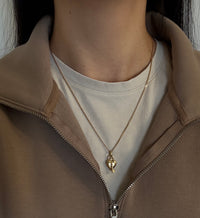 Vintage 14K Gold Puffy Heart Padlock and Key Charm