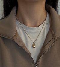 Vintage 14K Gold Puffy Heart Padlock and Key Charm