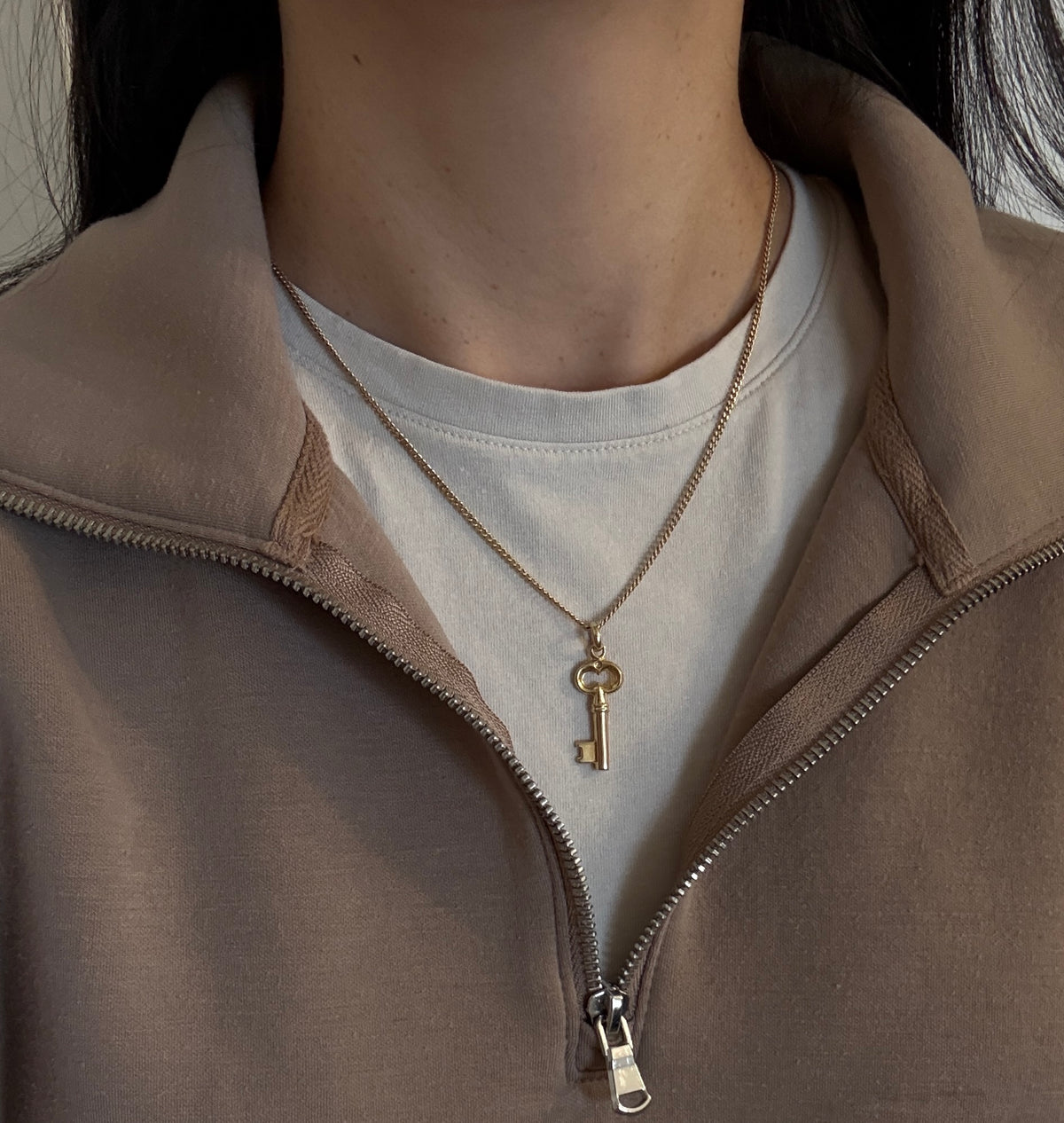 Vintage 14K Gold Puffy Key Charm