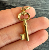 Vintage 14K Gold Puffy Key Charm