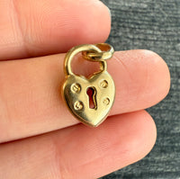 Vintage 14K Gold Puffy Heart Padlock Charm