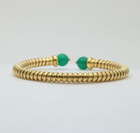 Vintage 18K Gold Tubogas Cuff with Chrysoprase