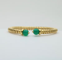 Vintage 18K Gold Tubogas Cuff with Chrysoprase