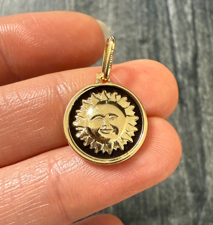 Reversible 14K Gold Sun and Moon Charm