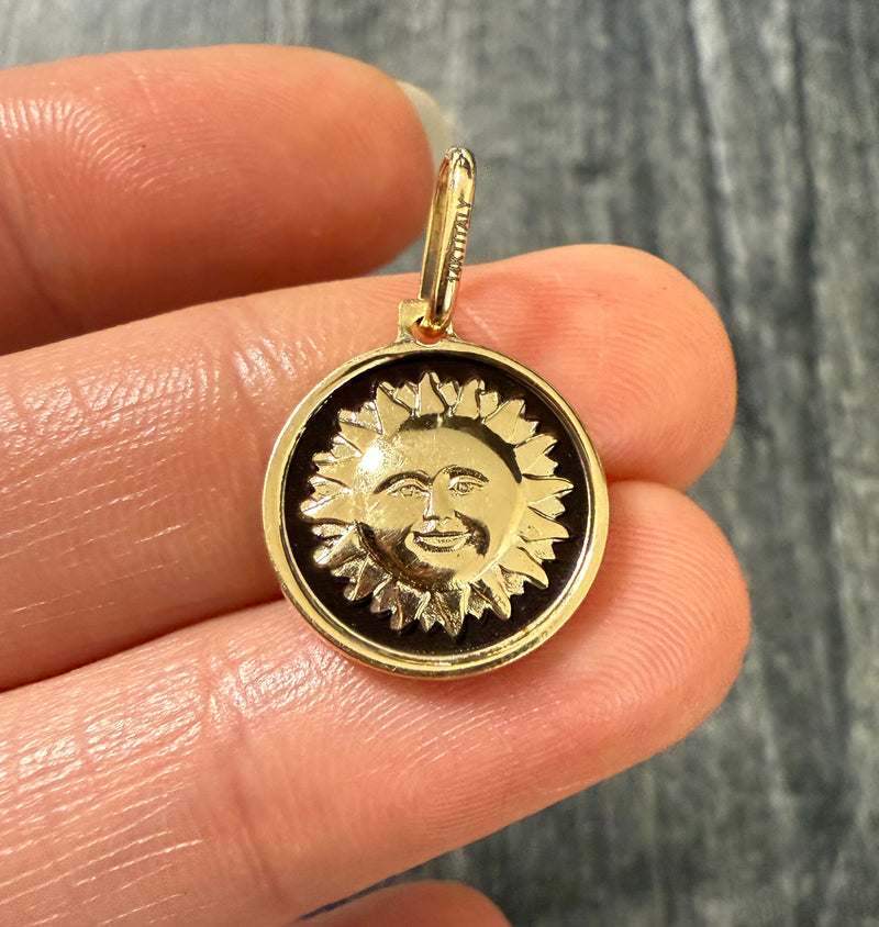 Reversible 14K Gold Sun and Moon Charm