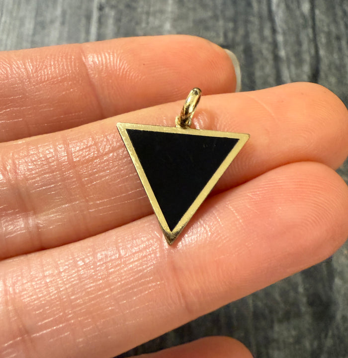Triangular Onyx and 14K Gold Charm