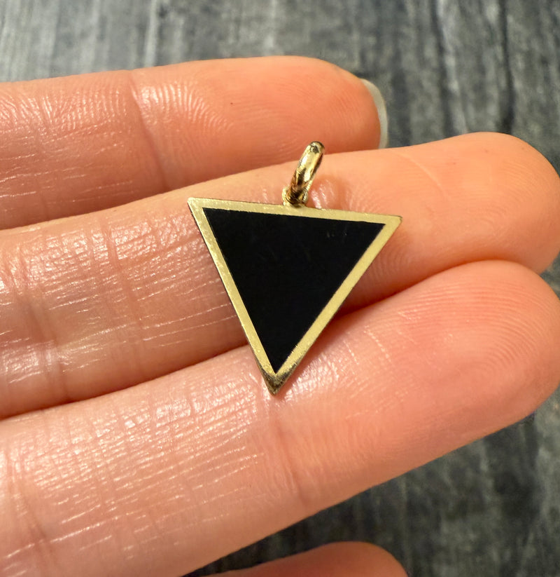 Triangular Onyx and 14K Gold Charm