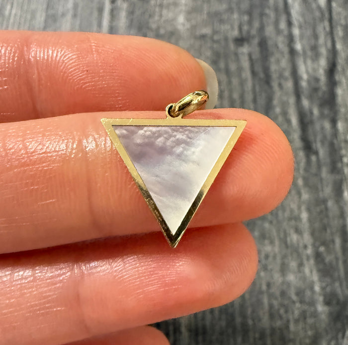 Triangular Mother of Pearl and 14K Gold Charm