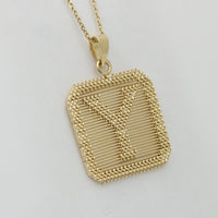 Vintage Initial “Y” Mesh Embroidered Pendant