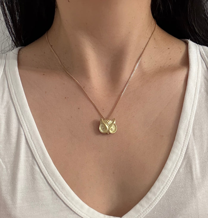 Vintage Diamond and 18K Gold Owl Pendant