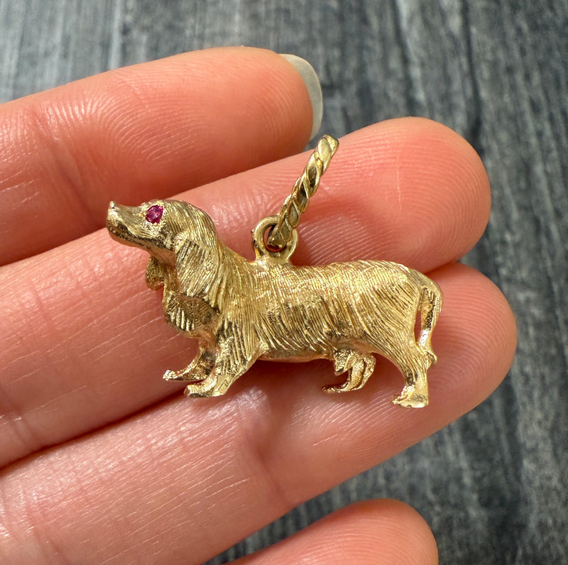 Vintage 14K Gold Spaniel Dachshund Dog Charm