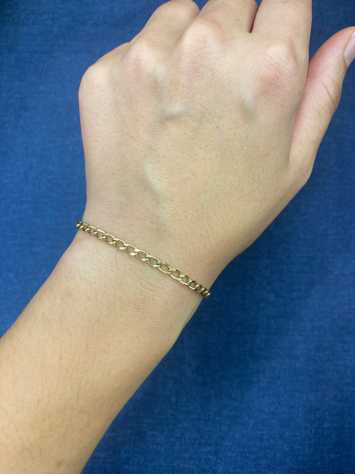 Vintage English 9K Curvy Open Link Bracelet, 7” Long