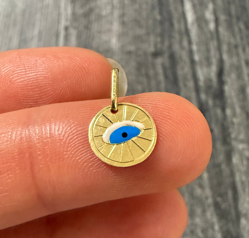 Smaller Enamel and 14K Gold Evil Eye Charm