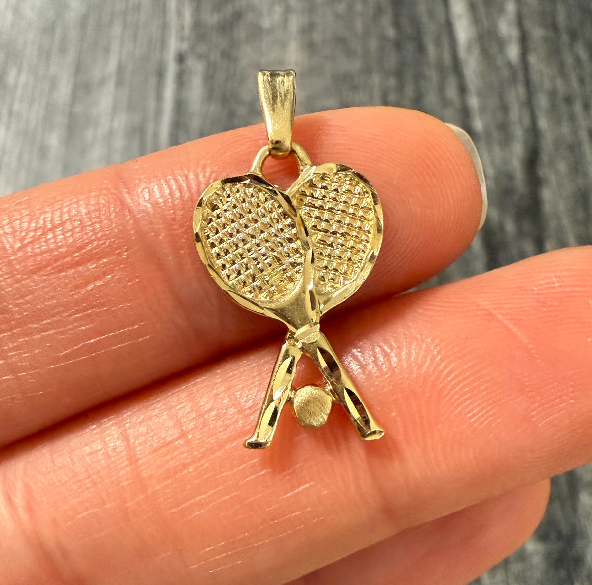 Vintage 14K Gold Tennis Racket and Ball Charm (A)