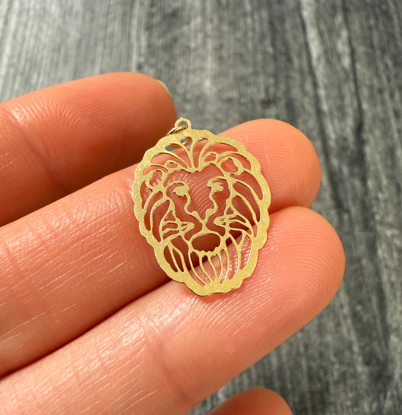 Vintage 14K Gold Lion Charm, Leo Zodiac