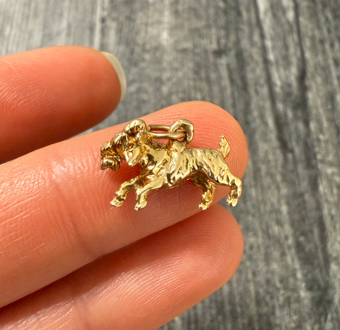 Vintage 14K Gold Ram Charm, Aries Zodiac
