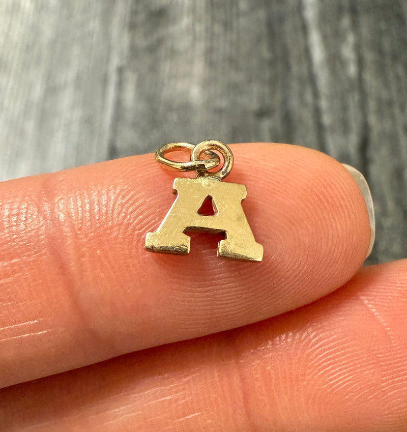 Block Font 14K Gold Initial "A" Charm