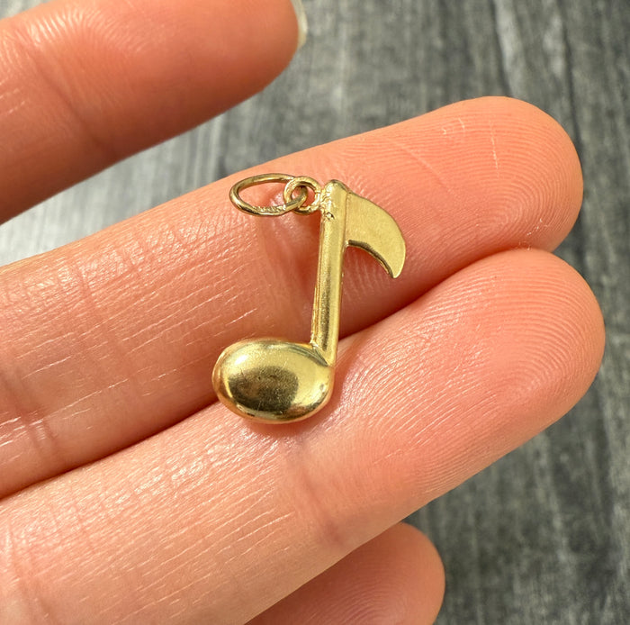 Vintage 14K Gold Musical Note Charm (A)