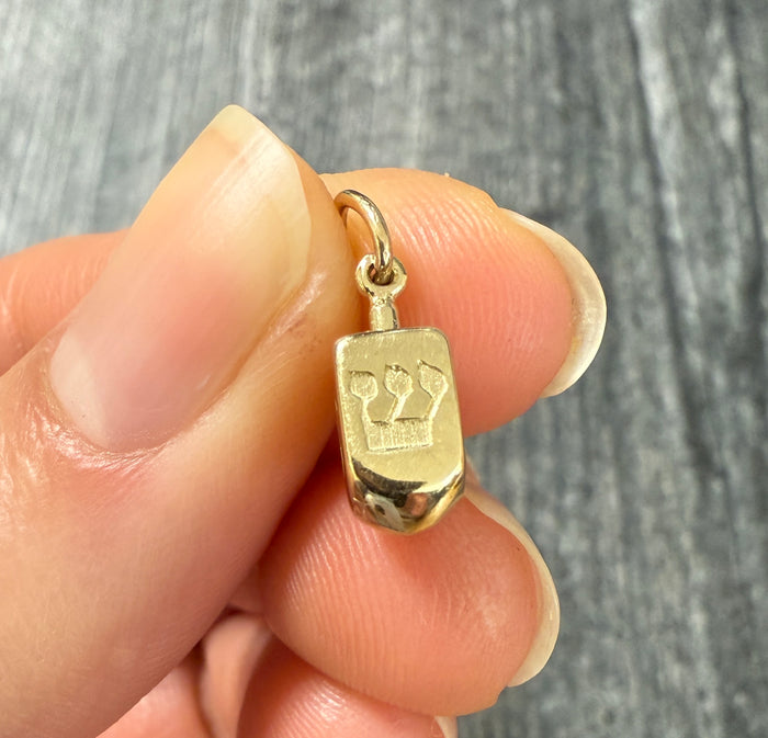 14K Gold Dreidel Charm