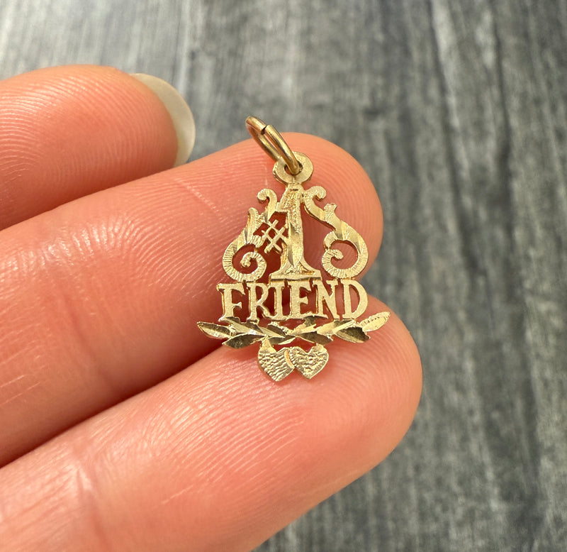 Vintage "#1 Friend" 14K Gold Charm