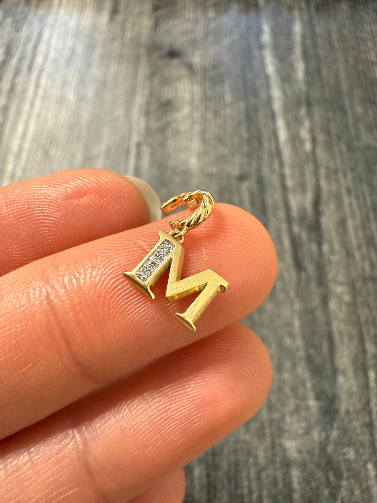 David Yurman Pave Diamond and 18K Gold Initial M Charm