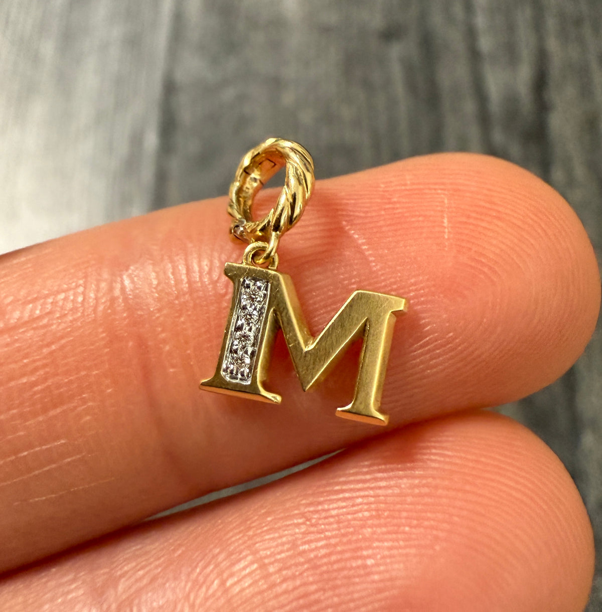 David Yurman Pave Diamond and 18K Gold Initial M Charm