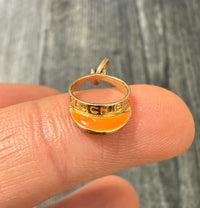 Orange Enamel and 14K Gold Visor "BEACH BUM" Charm