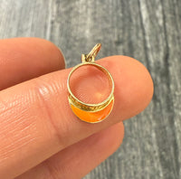 Orange Enamel and 14K Gold Visor "BEACH BUM" Charm