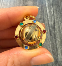 Vintage 18K Gold Spinning Saturn and Stars Charm