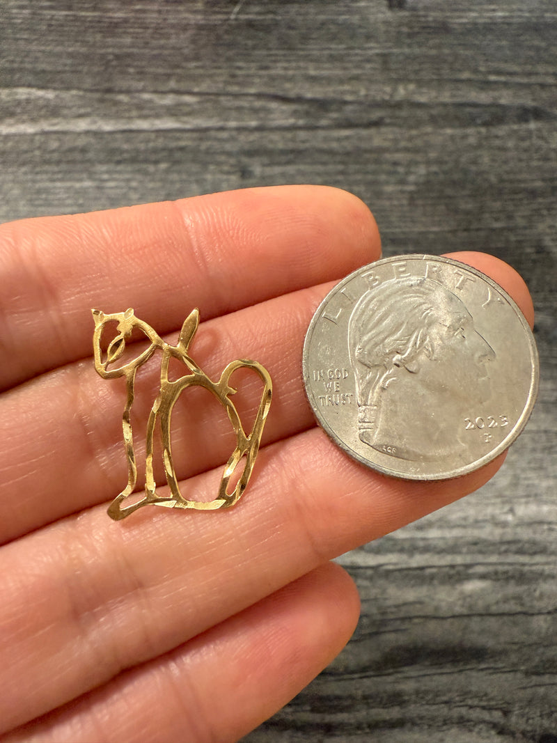 Vintage 14K Gold Cat Charm